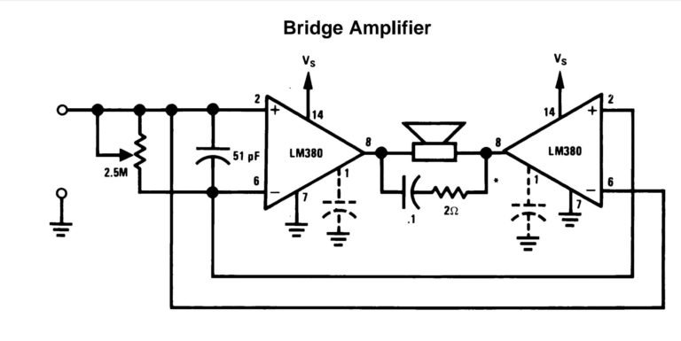 Bridge amplifier using LM380-IC